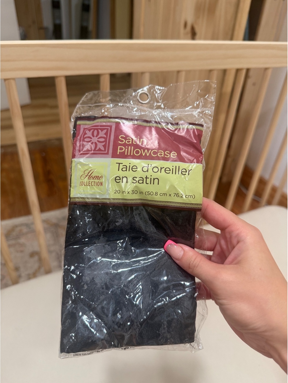 Black satin pillowcase